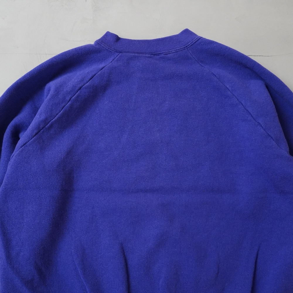 Vintage Blank Raglan Sweatshirt Large Mens 90s Purple Crewneck Pullover Fleece - Picture 3 of 7